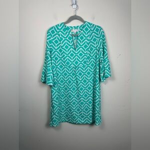 Jude Connally Aqua Patterned Tunic Dress Size Small EUC With Pockets
